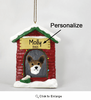 Basenji Personalized Dog House Christmas Ornament