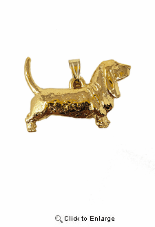 Basset Hound 24K Gold Plated Pendant
