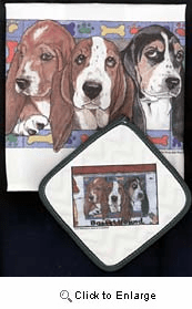 Basset Hound Dish Towel & Potholder