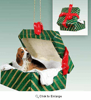 Basset Hound Gift Box Christmas Ornament