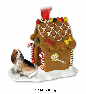 Basset Hound Gingerbread House Christmas Ornament