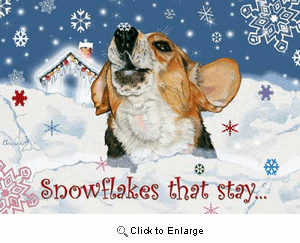 Beagle Christmas Cards Snowflakes