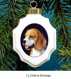 Beagle Christmas Ornament Porcelain