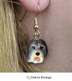 Bearded Collie Authentic Earrings