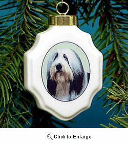 Bearded Collie Christmas Ornament Porcelain