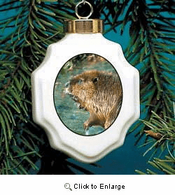 Beaver Christmas Ornament Porcelain