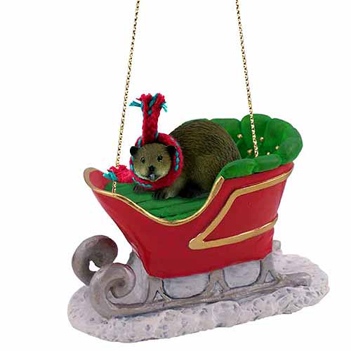 Beaver Sleigh Ride Christmas Ornament