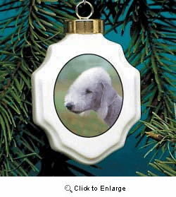 Bedlington Terrier Christmas Ornament Porcelain