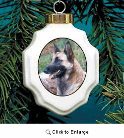 Belgian Malinois Christmas Ornament Porcelain