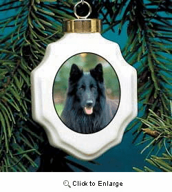 Belgian Sheepdog Christmas Ornament Porcelain