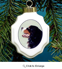 Bernese Mountain Dog Christmas Ornament Porcelain