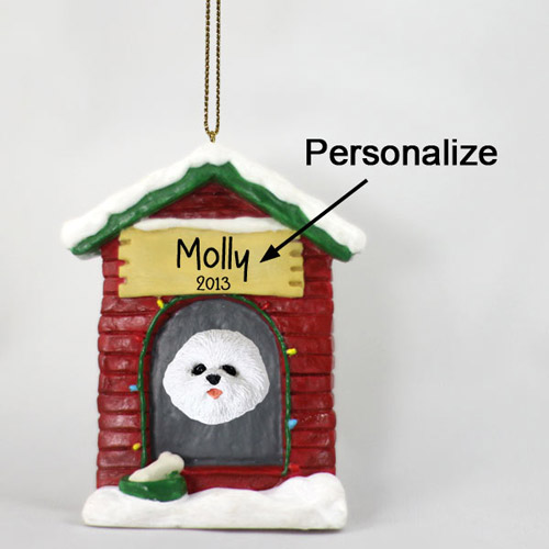 Bichon Frise Personalized Dog House Christmas Ornament