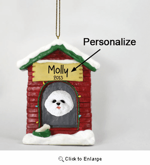 Bichon Frise Personalized Dog House Christmas Ornament