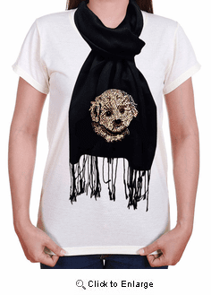 Bichon Frise Rhinestone-Stud Pashmina Wrap Scarf