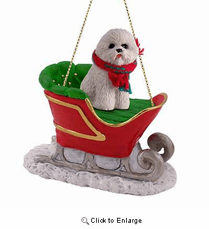 Bichon Frise Sleigh Ride Christmas Ornament