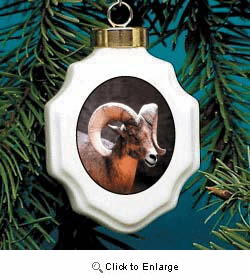 Big Horn Sheep Christmas Ornament Porcelain