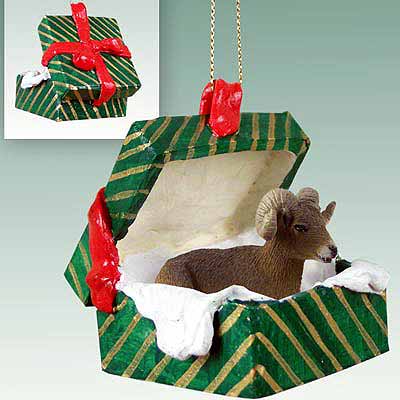 Big Horn Sheep Gift Box Christmas Ornament