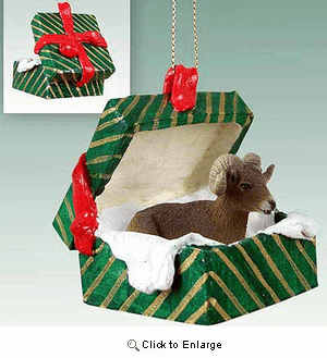 Big Horn Sheep Gift Box Christmas Ornament