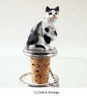 Black and White Cat Bottle Stopper