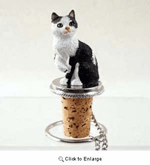 Black and White Cat Bottle Stopper