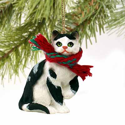 Black and White Cat Tiny One Christmas Ornament 