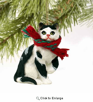 Black and White Cat Tiny One Christmas Ornament 