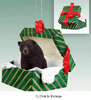 Black Bear Gift Box Christmas Ornament