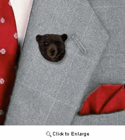 Black Bear Pin Hand Painted Resin