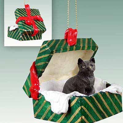 Black Cat Gift Box Christmas Ornament