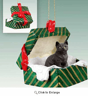 Black Cat Gift Box Christmas Ornament