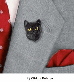 Black Cat Pin Hand Painted Resin