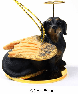 Black Dachshund Christmas Ornament Angel