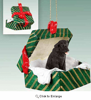 Black Lab Gift Box Christmas Ornament