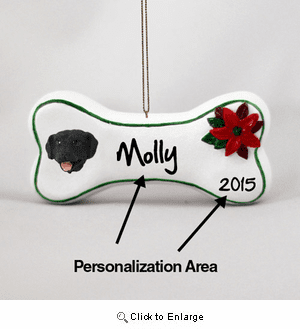 Black Lab Personalized Dog Bone Christmas Ornament