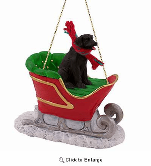 Black Lab Sleigh Ride Christmas Ornament