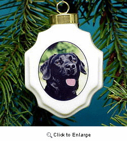 Black Labrador Retriever Christmas Ornament Porcelain