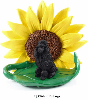 Black Poodle Sunflower Figurine