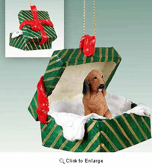 Bloodhound Gift Box Christmas Ornament