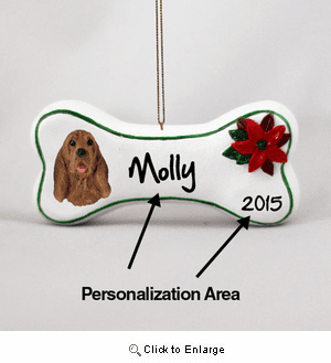 Bloodhound Personalized Dog Bone Christmas Ornament