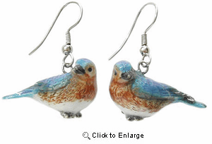 Blue Bird Porcelain  Earrings