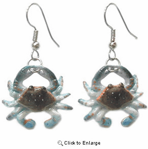 Blue Crab Porcelain Earring's