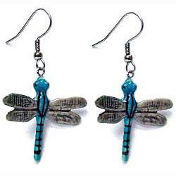 Blue Stripe Dragonfly Earrings True to Life