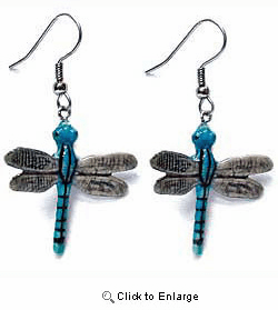 Blue Stripe Dragonfly Earrings True to Life