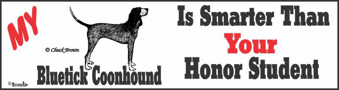 Bluetick Coonhound Bumper Sticker Honor Student