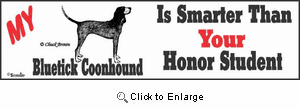 Bluetick Coonhound Bumper Sticker Honor Student