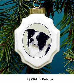 Border Collie Christmas Ornament Porcelain