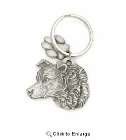 Border Collie Keychain Pewter