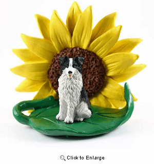 Border Collie Sunflower Figurine