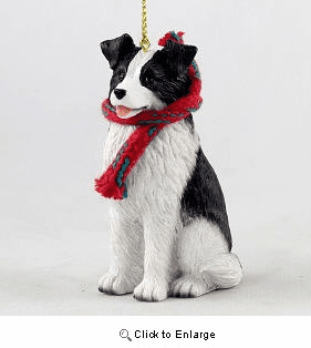 Border Collie with Scarf Christmas Ornament Large Version