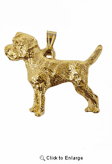 Border Terrier 24K Gold Plated Pendant, Pendants